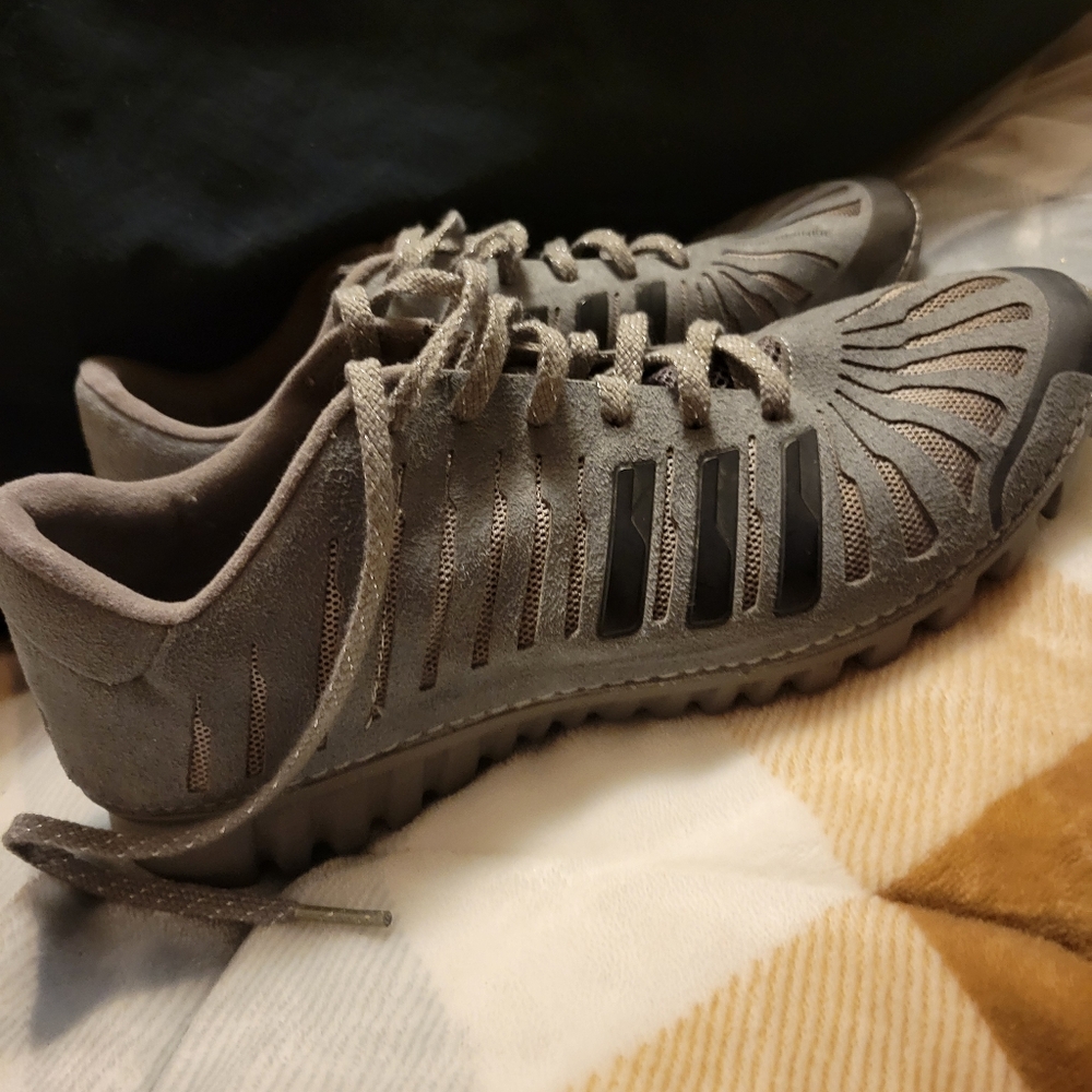 Adidas Gray Athletic Shoes with Shell Toe Design